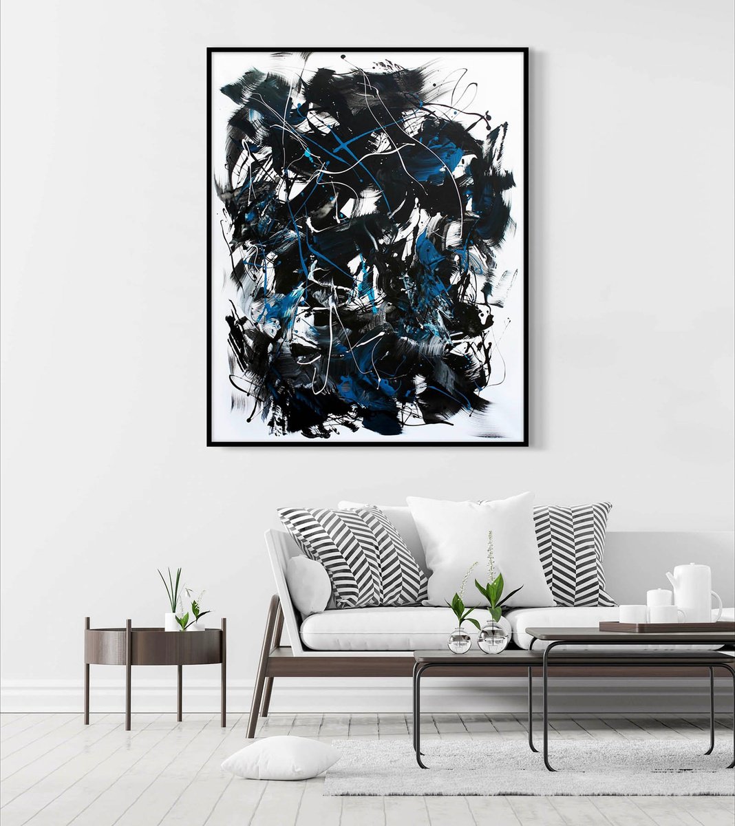 Abstract Acrylic Painting By Paresh Nrshinga Frsa, 44 X 55", Blue Velvet, Original Artwork