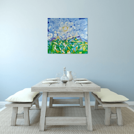 Morning (80x90cm, cubism, oil painting, ready to hang)