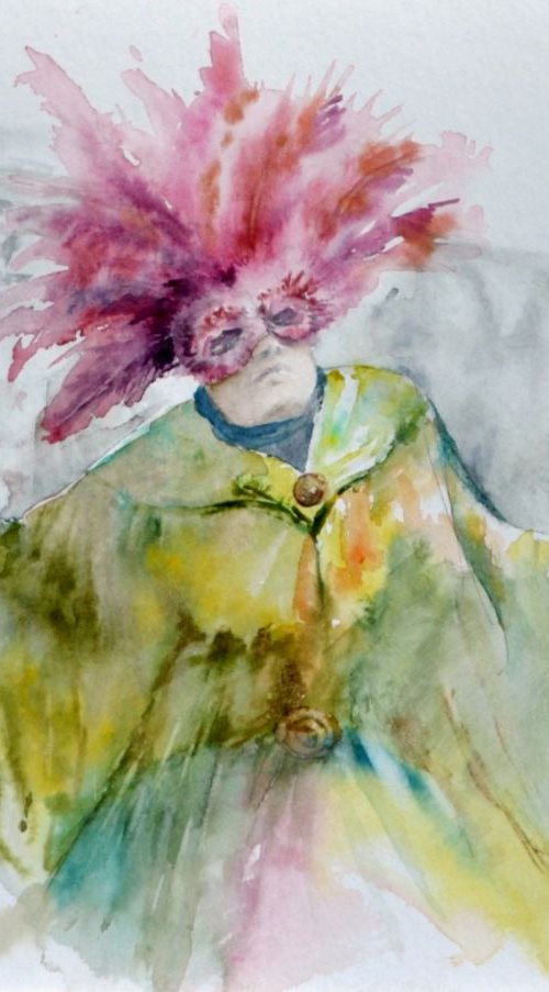 CARNEVALE 3 original watercolor by Beata van Wijngaarden