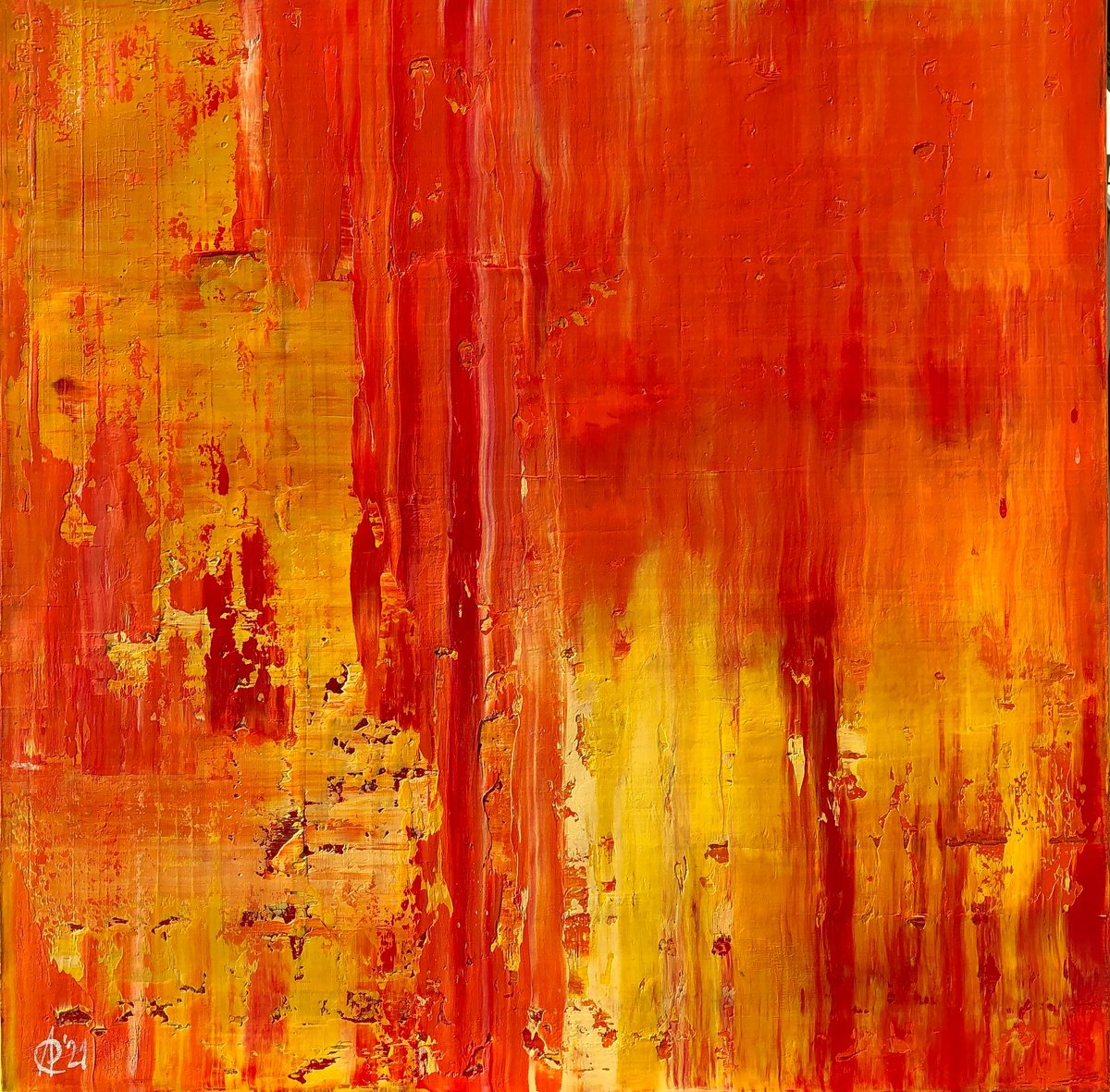 Abstract Oil Painting By Svitlana Andriichenko, 28 X 28", Revolution. Start. ?3, Original Artwork