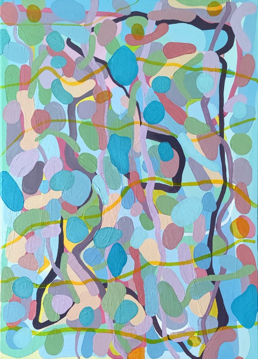 Organic Abstract Oil Painting By Chrissy Guest, 20 X 28, Autumn Parade, Original Artwork