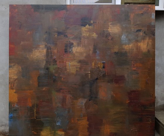 Red large abstract painting