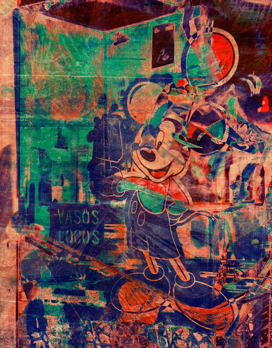 Mickey & Goofy On Spring Break (framed photo-painting)