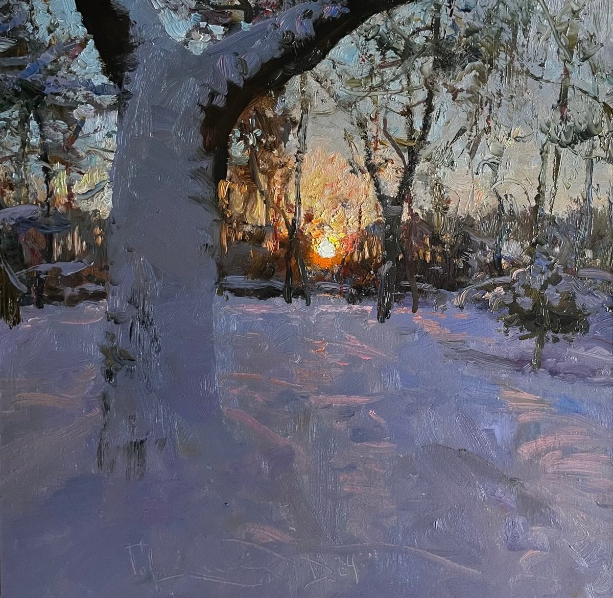 Winter evening in the forest by Denys Gorodnychyi