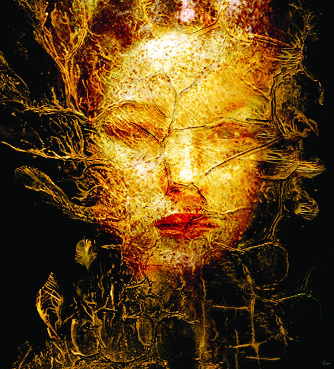 Illustrative Portrait Photograph By Bojan Jevtic, 39 X 43, Golden Tree, Original Artwork