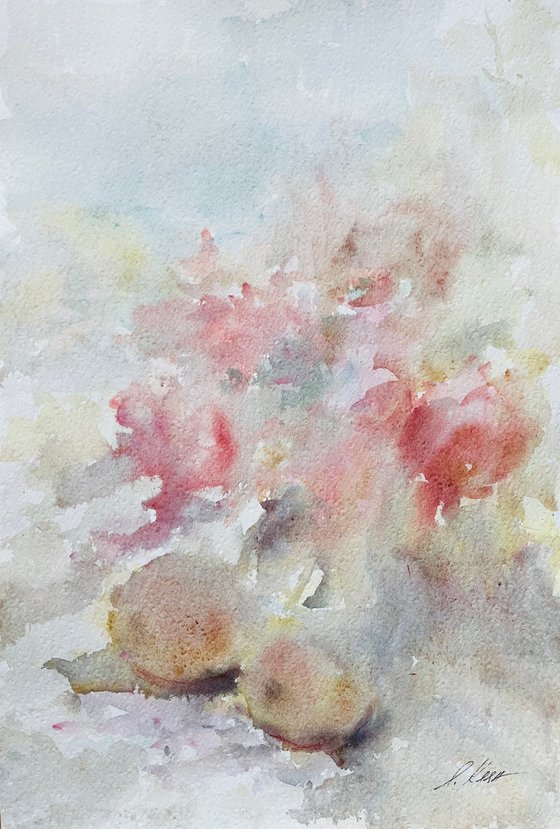 Still life with peaches