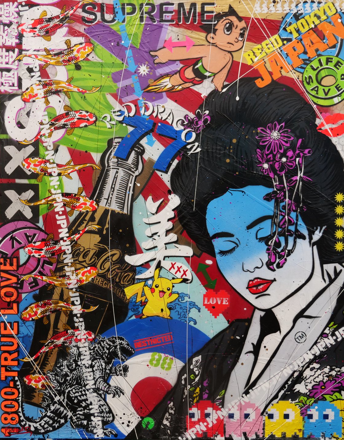 Modern Pop Geisha 120cm x 150cm Japanese Geisha Textured Urban Pop 