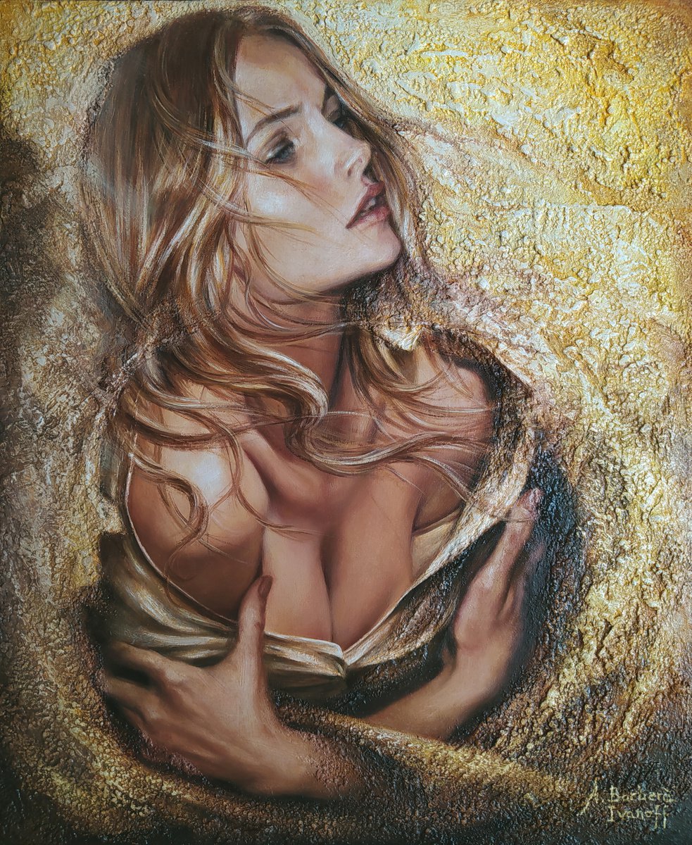 Expressive Portrait Oil Painting By Alexandre Barbera-Ivanoff, 16 X 19, Light Bath, Original Artwork