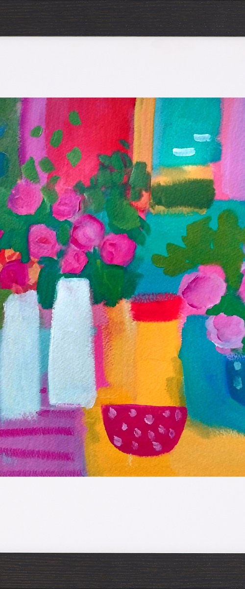 Interior with 2 Polka Dot Bowls - Reserved for Celia by Jan Rippingham