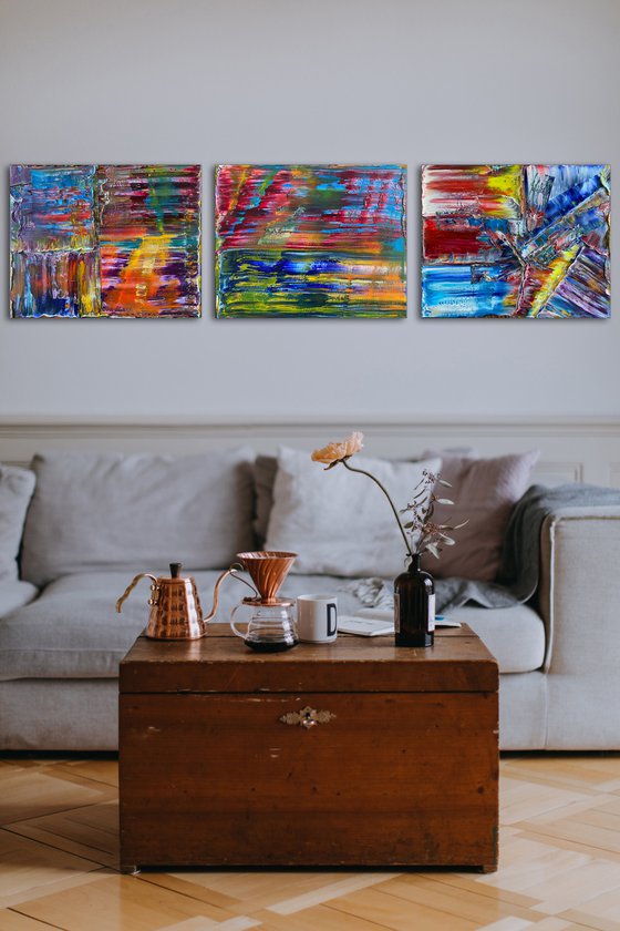 "You Know How We Do" - Save As A Series - Original PMS Oil Painting Triptych on Canvas- 60 x 16 inches