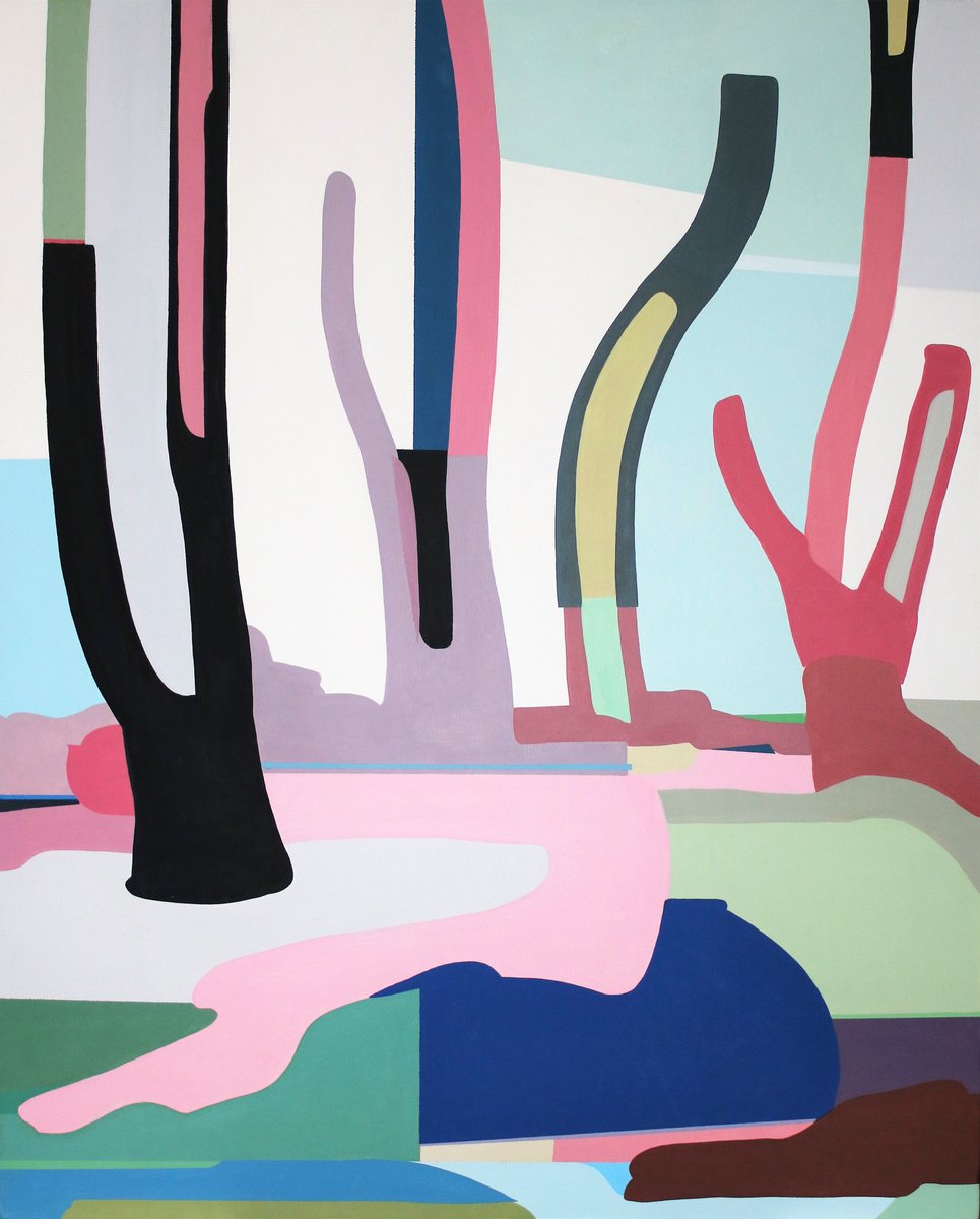 Impressionistic Botanical Acrylic Painting By Vast Swamp, 21 X 26", Spring, Original Artwork