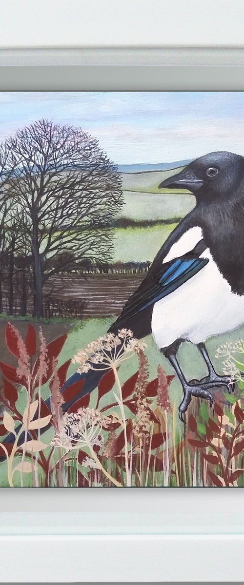 Waiting for spring (two magpies for joy) by Carolynne Coulson