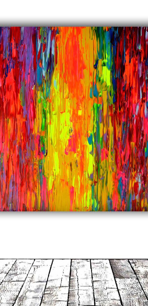 160x100x4 cm Happy Gypsy Girl Dancing Around the Fire 2 - XXXL Huge Modern Abstract Big Painting, FREE SHIPPING - Large Painting - Ready to Hang, Hotel and Restaurant Wall Decoration by Soos Tiberiu