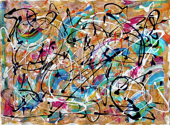 Colorful Expressions - abstract, free-hand, creative acrylic on canvas sheet