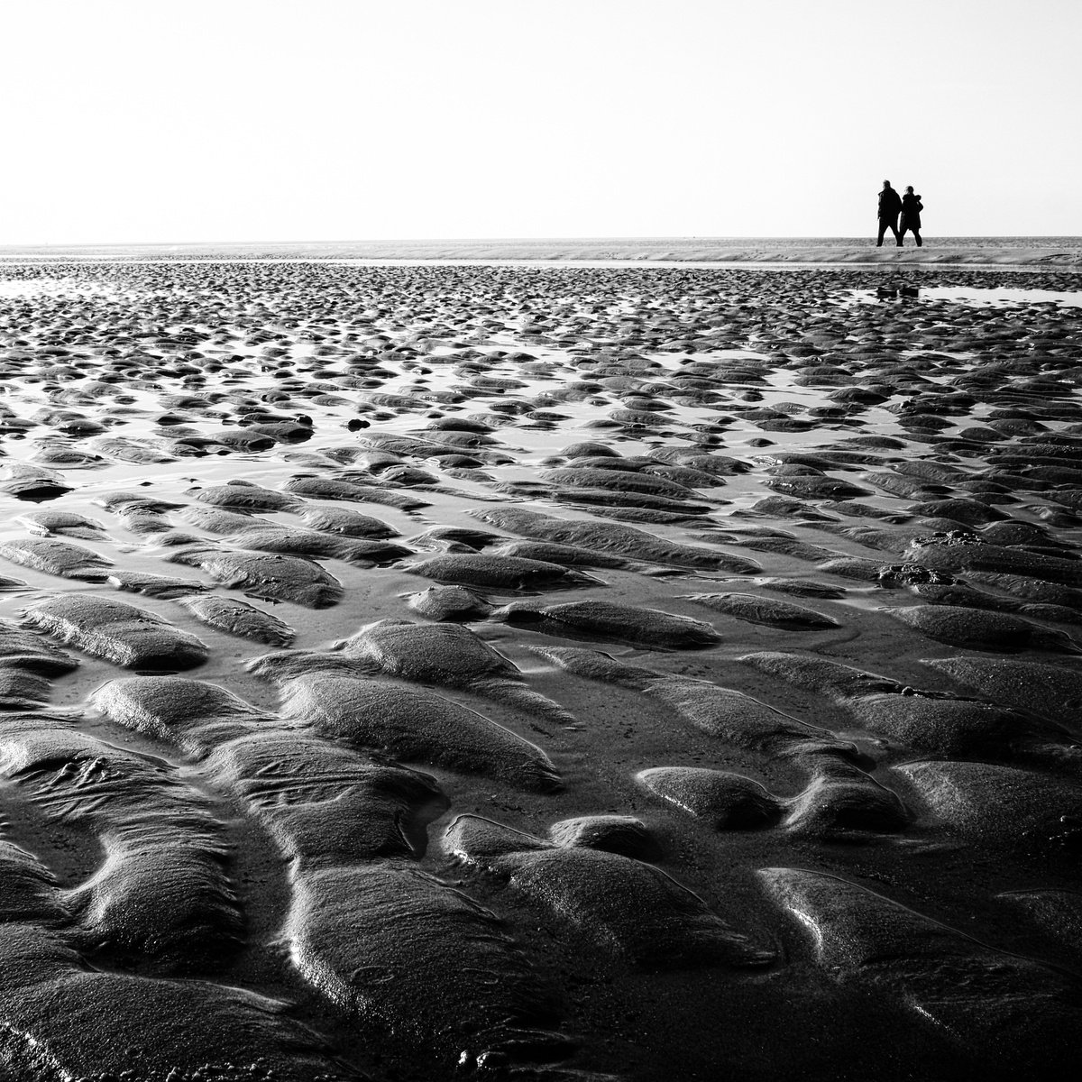 Photorealistic Landscape Photograph By Christian Schwarz, 17 X 17, Walking The Beach, Original Artwork