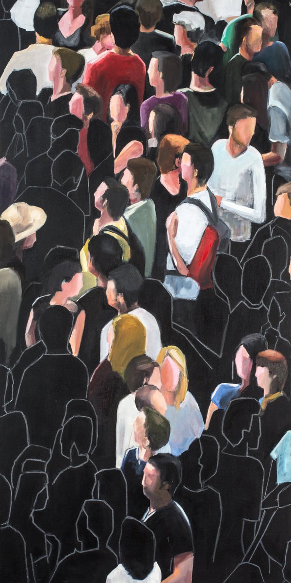 Impressionistic Portrait Oil Painting By Martta Garcia, 30 X 59", Invisible Ii, Original Artwork