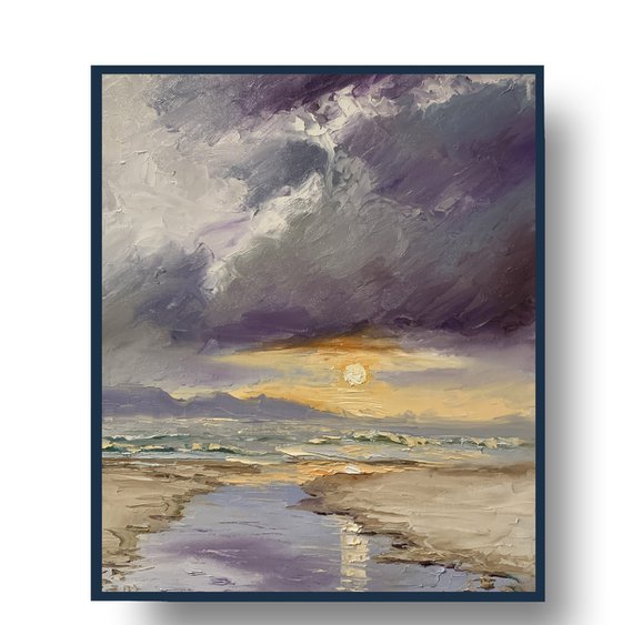 Stormy Sunset Seascape.