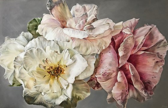 Modern oil painting "Garden roses" 120 * 80 cm