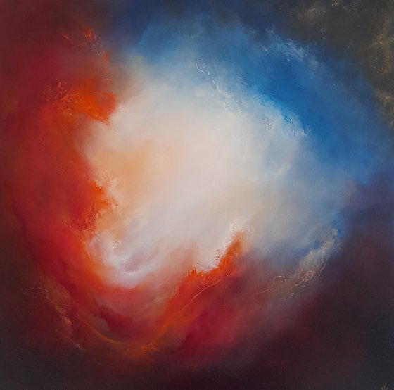 FIRE AND ICE (Large skyscape/cloudscape oil painting 80cms X 80cms)