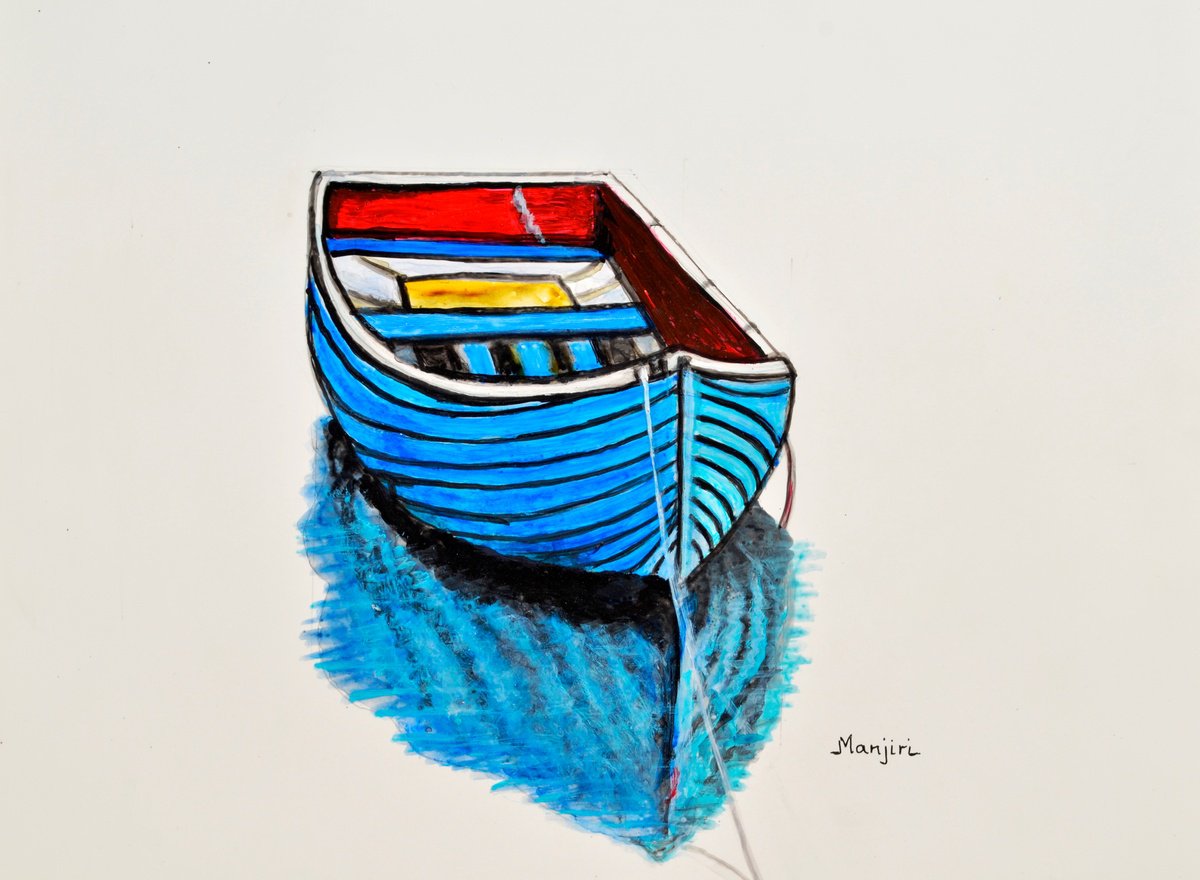 The Blue Boat abstract landscape by Manjiri Kanvinde