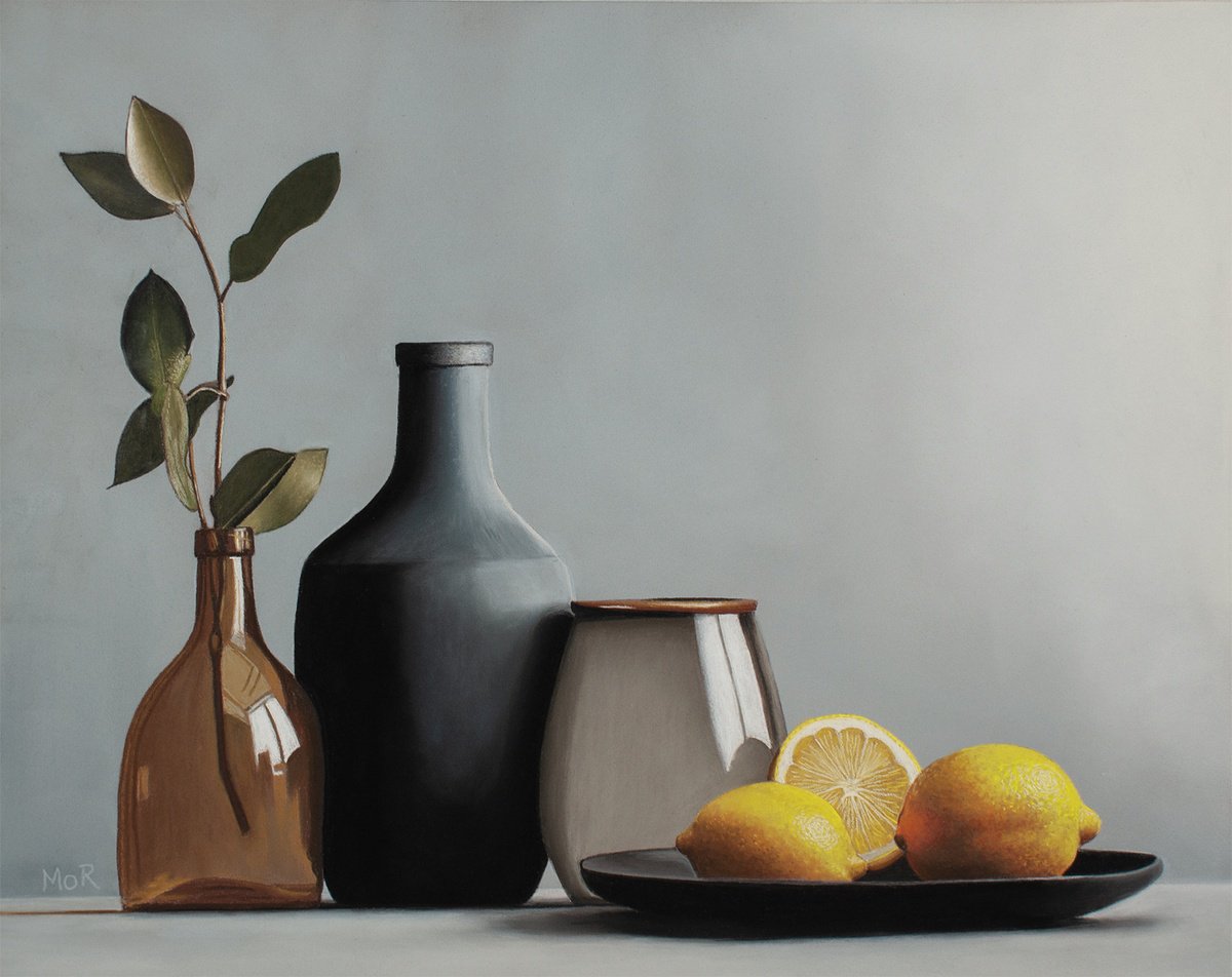 Photorealistic Still Life Pastel Drawing By Dietrich Moravec, 20 X 16, Family Portrait, Original Artwork