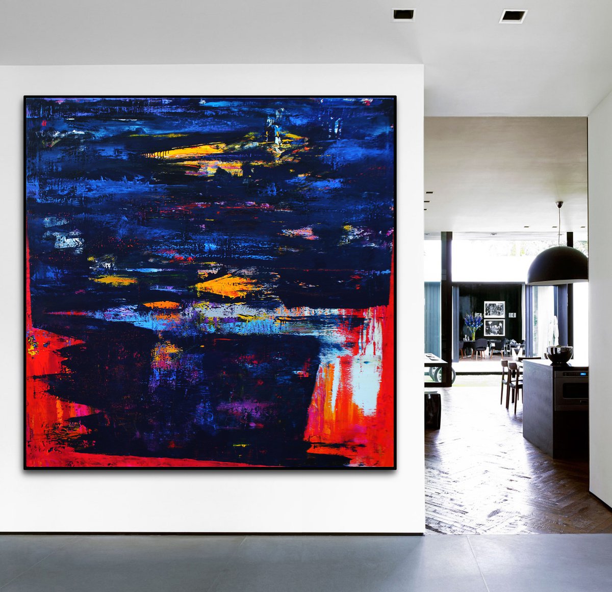 Abstract Acrylic Painting By Veljko Martinovic, 79 X 79", "Johann Sebastian Bach: Adagio, Bwv 974", Original Artwork