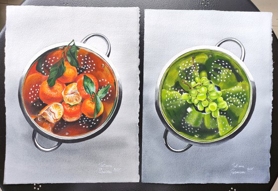 Diptych - colanders with fruits