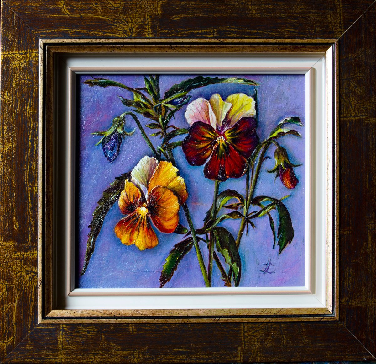 Impressionistic Botanical Oil Painting By Inga Loginova, 12 X 12, Duo, Original Artwork