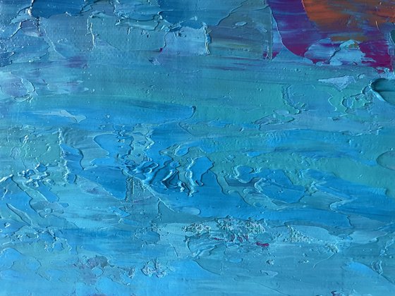 "Seascape". Sea. Original oil painting. boatsin the sea