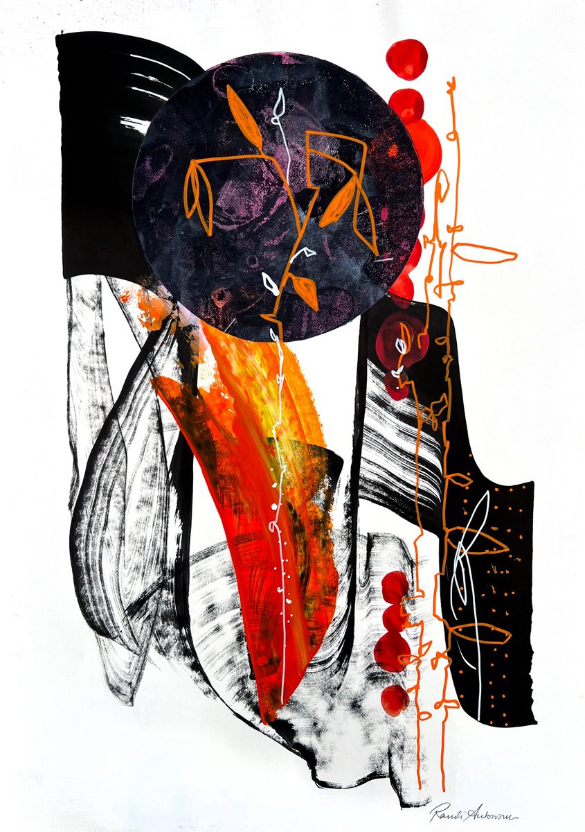 Abstract Acrylic Painting By Randi Antonsen, 17 X 23", Courage, Original Artwork