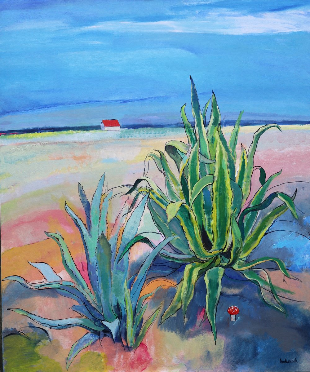 Landscape With Agave By Artem Andreichuk, 39 X 47, Artwork For Sale On Artfinder