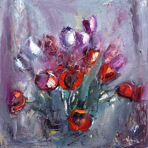 Bouquet in Crimson and Violet