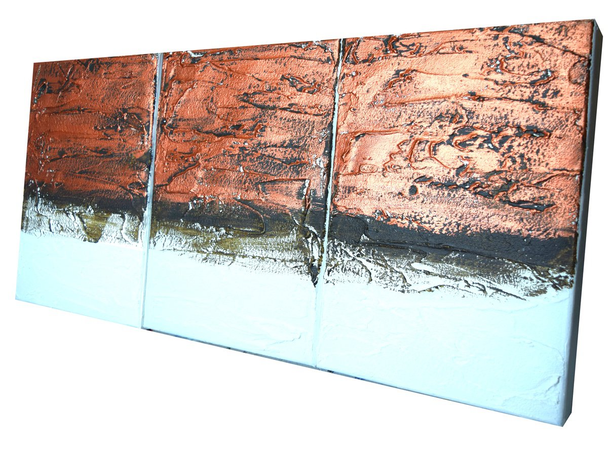 Abstract Painting By Stuart Wright, 30 X 14", Copper Notion 2, Original Artwork