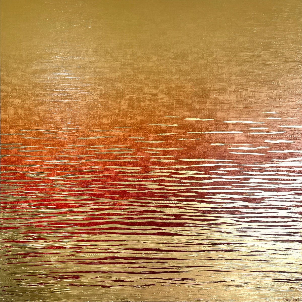 Abstract Landscape Painting By George Hall, 50 X 50, Ambient Hour, Original Artwork