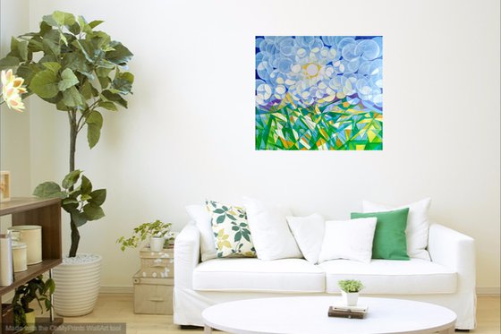 Morning (80x90cm, cubism, oil painting, ready to hang)