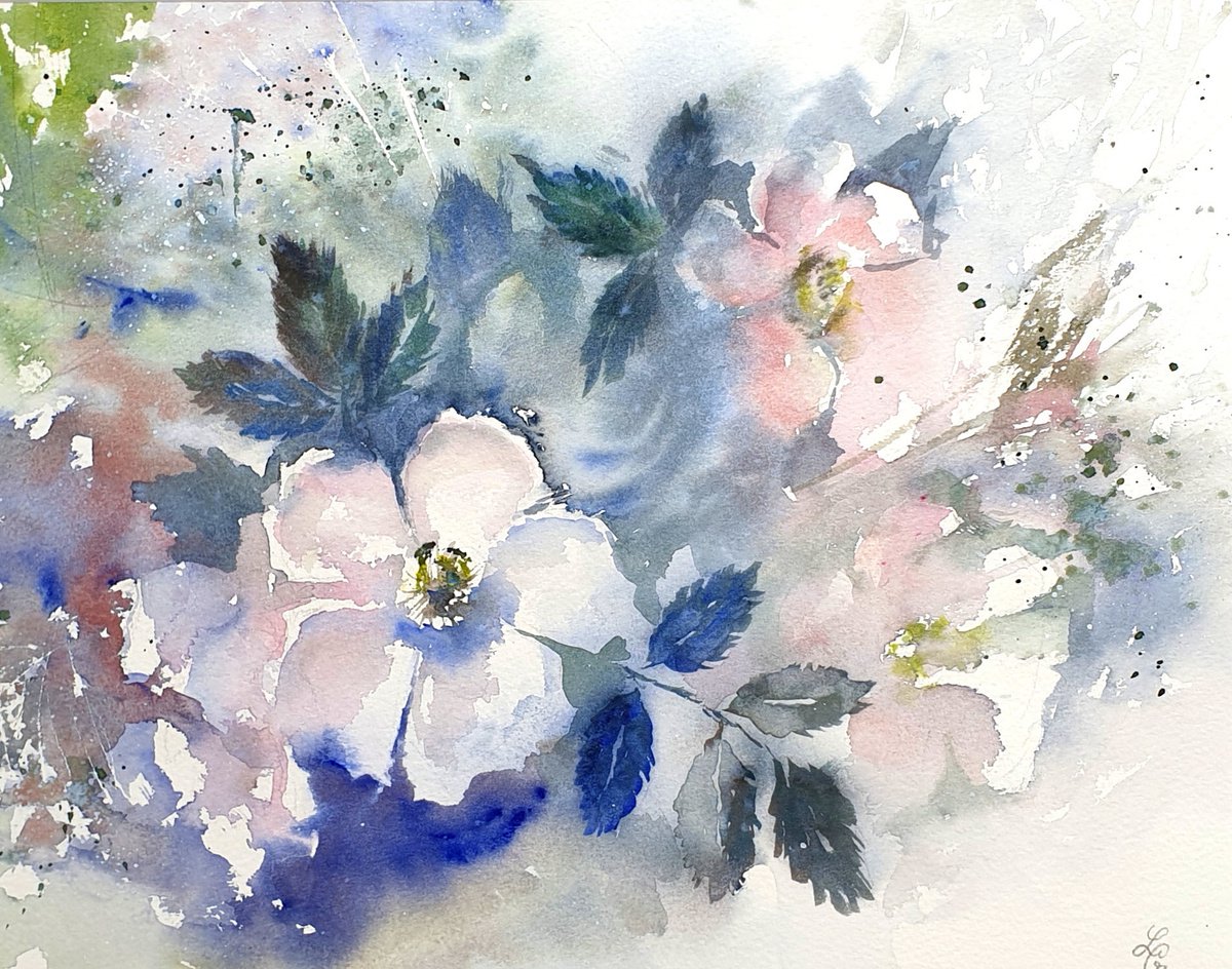 Impressionistic Botanical Watercolour By Elena Genkin, 14 X 11, Bridal Bouquet, Original Artwork