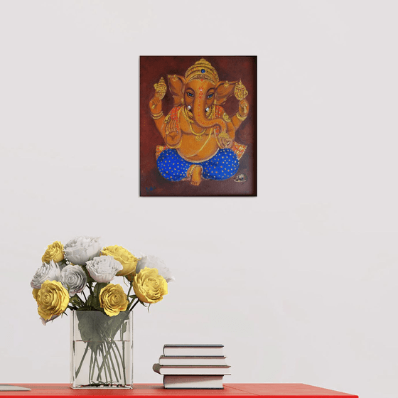 Lord Ganesh with blue eyes