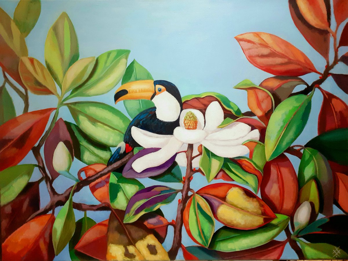Toucan and magnolia 2 by Alla Khimich