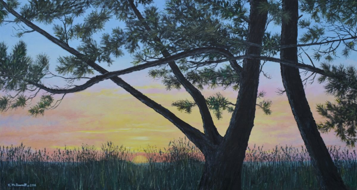 Impressionistic Landscape Oil Painting By Kathleen Mcdermott, 56 X 31", Ocean Pines, Original Artwork
