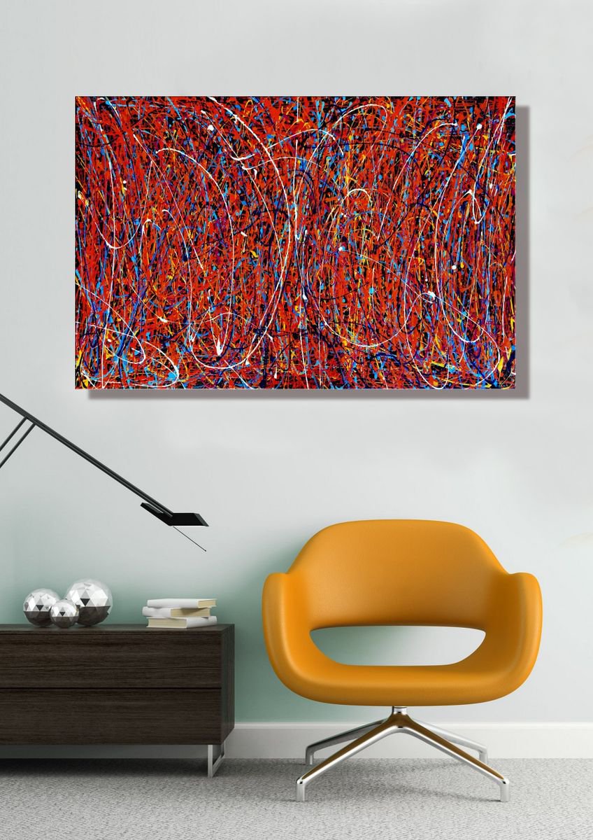 Abstract Acrylic Painting By Julijana Ravbar, 47 X 31", Desire, Original Artwork