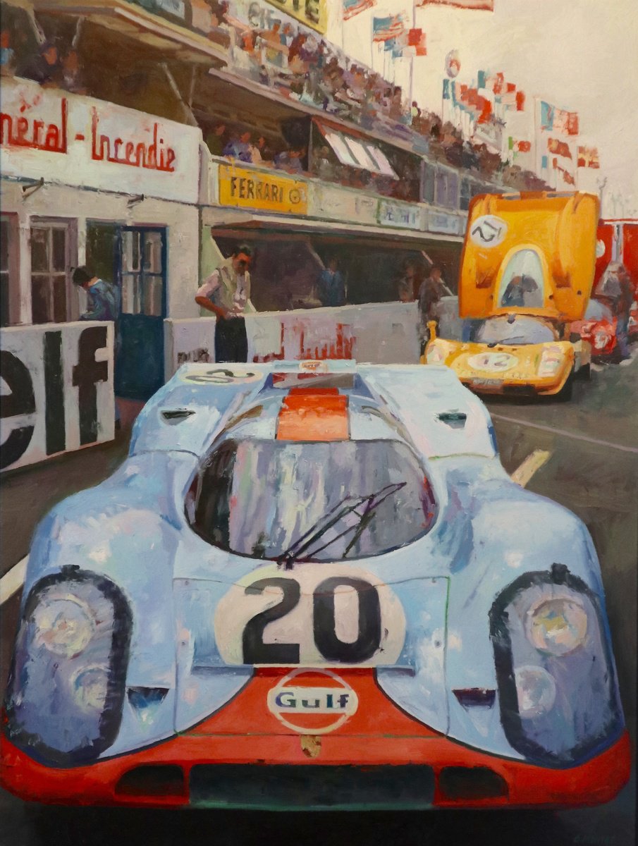 Expressive Transport Oil Painting By Benoit Montet, 32 X 42, Gulf 20 , Original Artwork