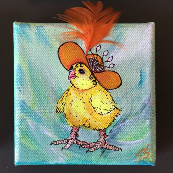 Chick with a sun hat