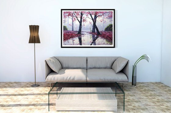 Autumn Reflections in a Woodland Grove