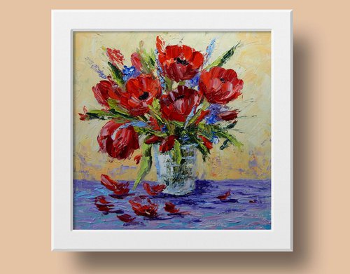 Red flowers in a vase. by Vita Schagen
