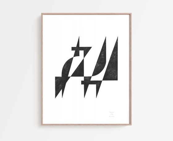 Geometric Venice ⋅ Abstract linocut print