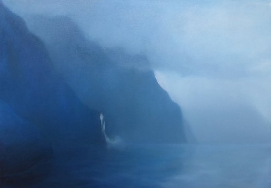 "Bad weather" (Milford Sound mountain peaks in New Zealand)