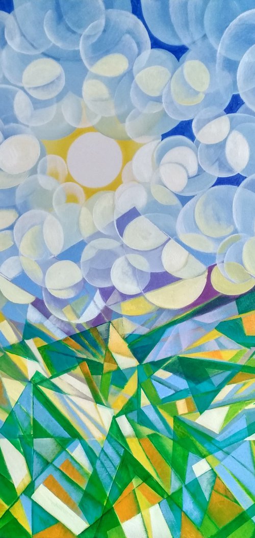 Morning (80x90cm, cubism, oil painting, ready to hang) by Artrun Asatrian