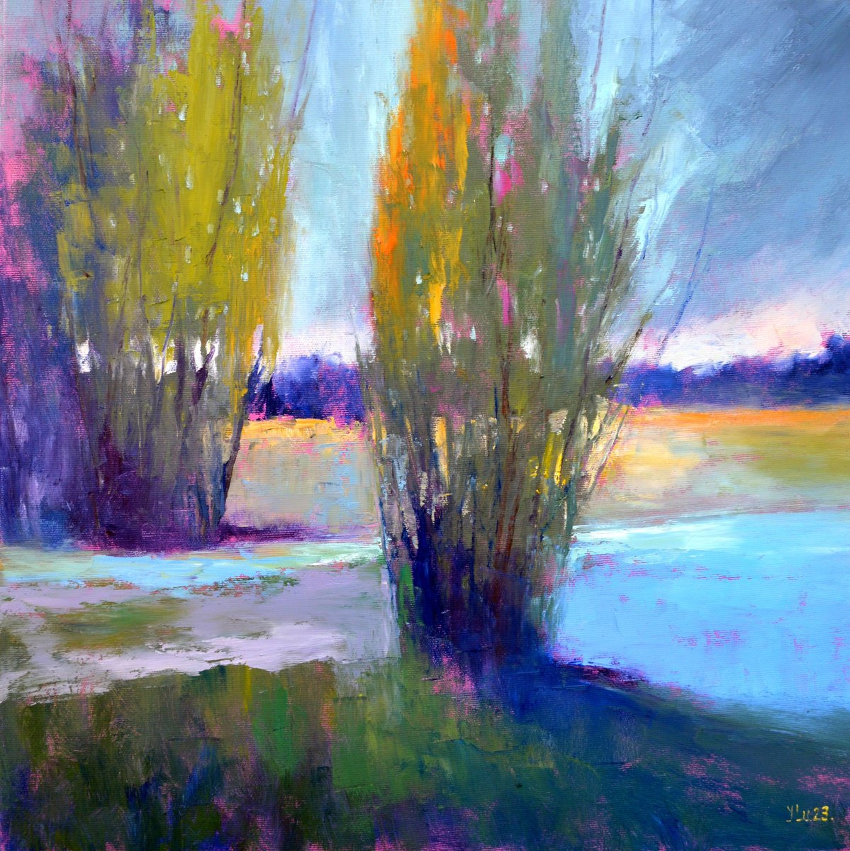 Evening colors by the river by Elena Lukina