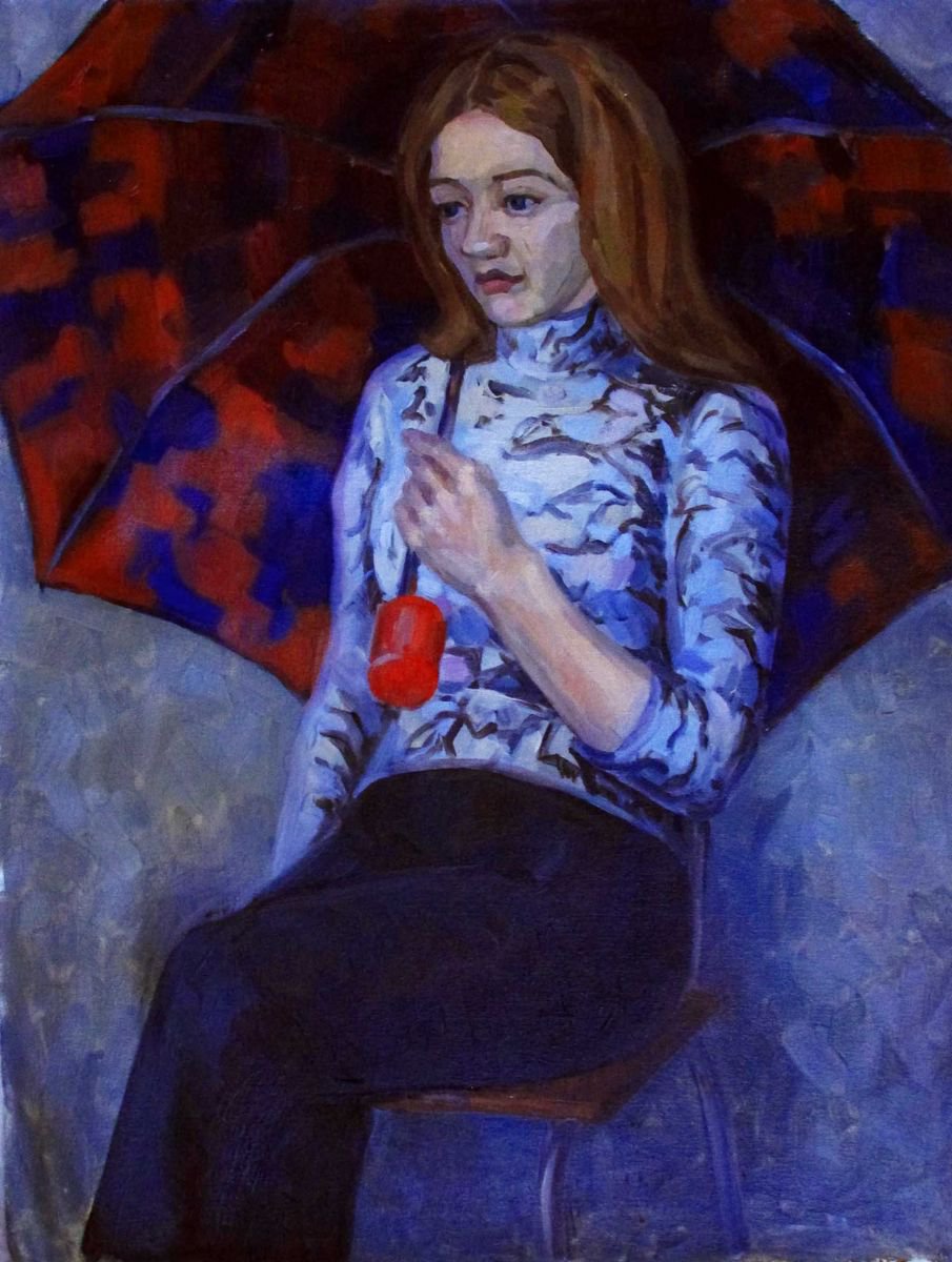 Girl with umbrella by Kateryna Bortsova