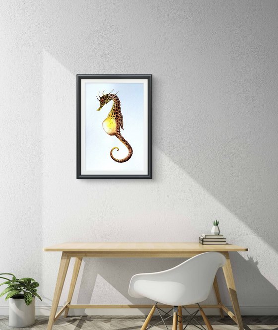 Yellow Seahorse underwater